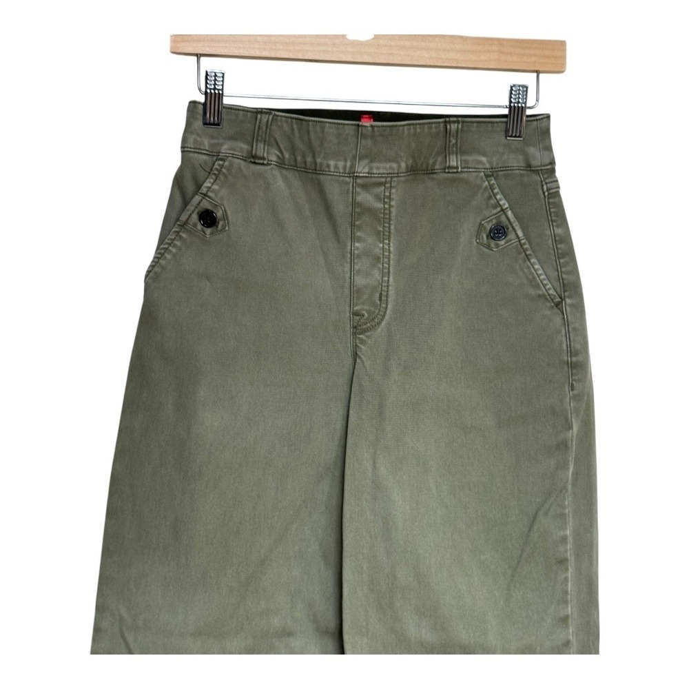 SPANX Women's Crop Wide Leg Sailor Style Olive Green Pants Size Small - Picture 4 of 8